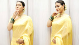 Kajol looks vivacious in Raw Mango’s yellow saree
