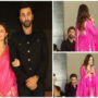 Ranbir Kapoor blushes as Alia Bhatt points at him singing Kesariya
