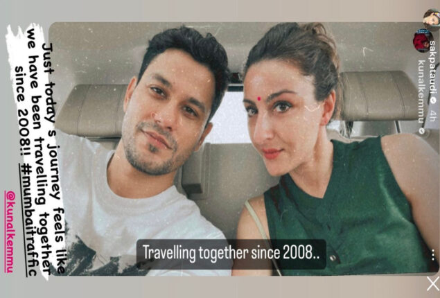 Soha Ali Khan and Kunal Kemmu pose for seflie in Mumbai traffic