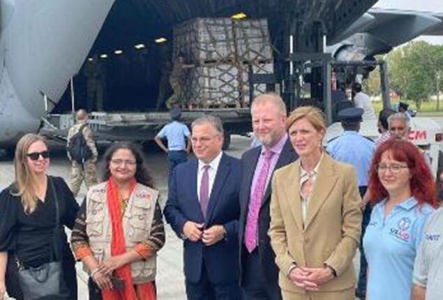 Flights carrying flood relief aid from US land in Rawalpindi, Sukkur