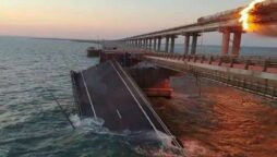 Explosion damages the Kerch bridge that connects Russia to Crimea