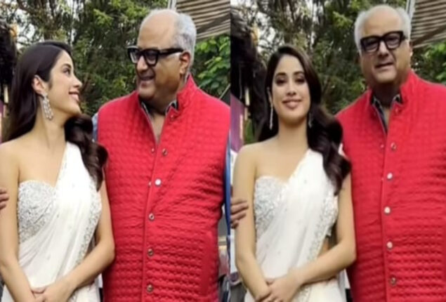 Boney ask ‘bhai-behen lag rahein hain na’ while posing with Janhvi