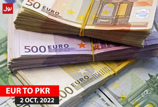 EUR TO PKR and other currency rates in Pakistan on 2 Oct 2022