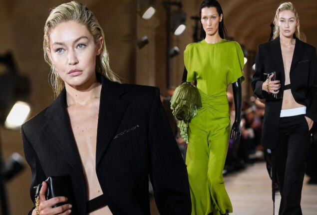 Gigi and Bella Hadid joined by Harper Beckham at Fashion Week