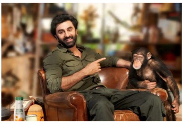 Ranbir Kapoor poses with a chimpanzee in new PICS
