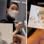 Man draws amazing portrait of flight attendant 