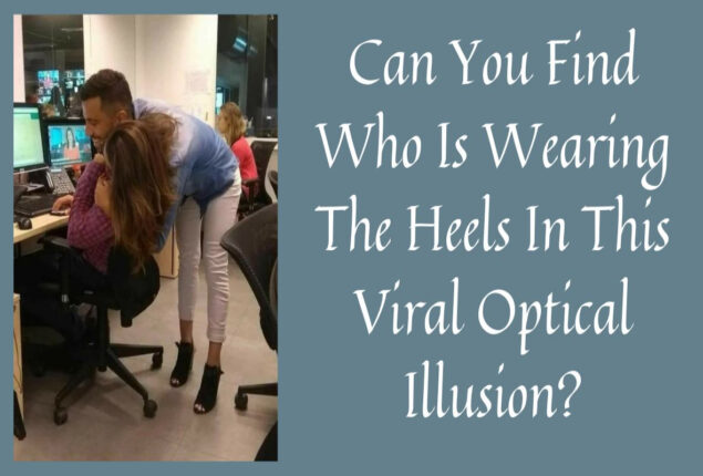Wearing heels and white pants Nice office pic optical illusion baffles