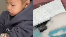Viral Video: Toddler washes father’s laptop with soap