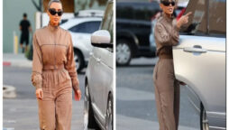 Kim Kardashian looks stylish in cropped sports jacket