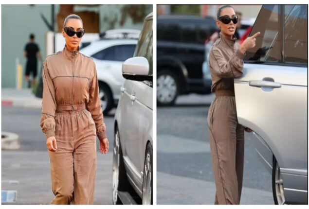 Kim Kardashian looks stylish in cropped sports jacket
