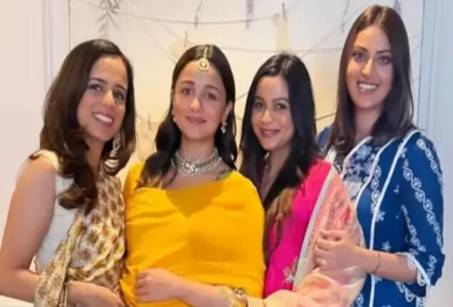 Alia Bhatt wears a yellow traditional outfit at her baby shower