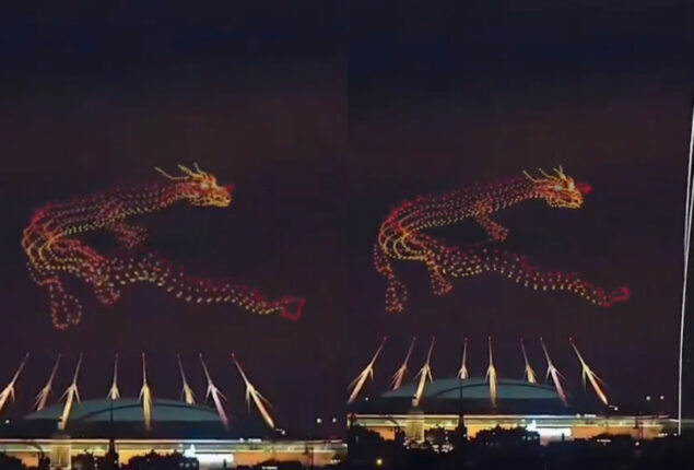 1,000 Drones make giant dragon in night sky, mesmerize internet