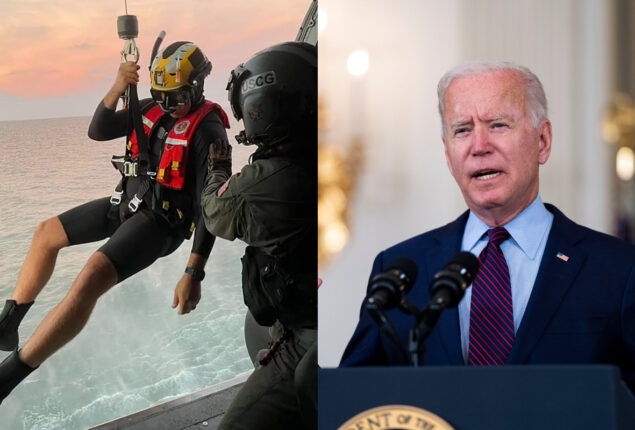 Biden thanks Coast Guard member for saving lives in Hurricane Ian