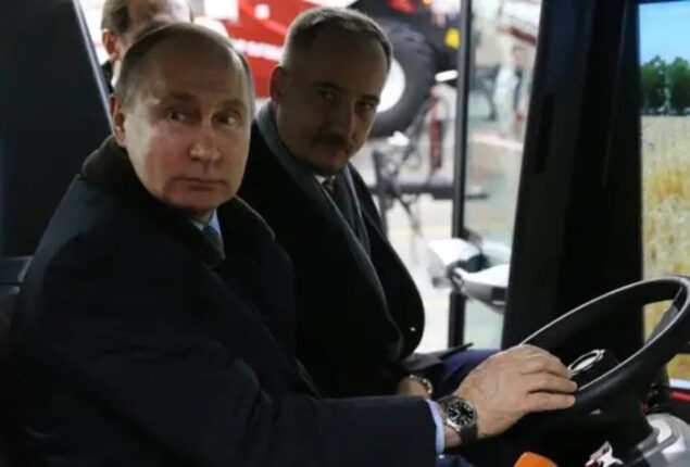 Vladimir Putin receives a tractor, For his 70th birthday