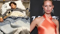 Karolna Kurkova’s son had ankle surgery
