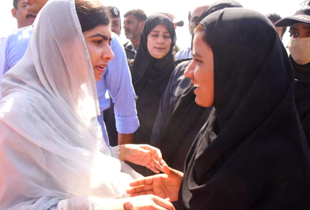 Malala Yousafzai visits flood-affected areas of Dadu