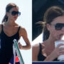Victoria Beckham showed her physique in extremely short black playsuit