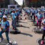 Mexico City exercise trampoline class around 4,000 members