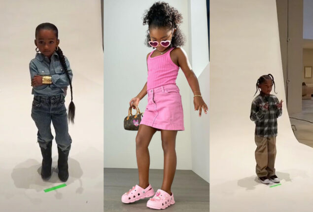 Kardashian’s children demonstrate their modeling talents during a photo-shoot