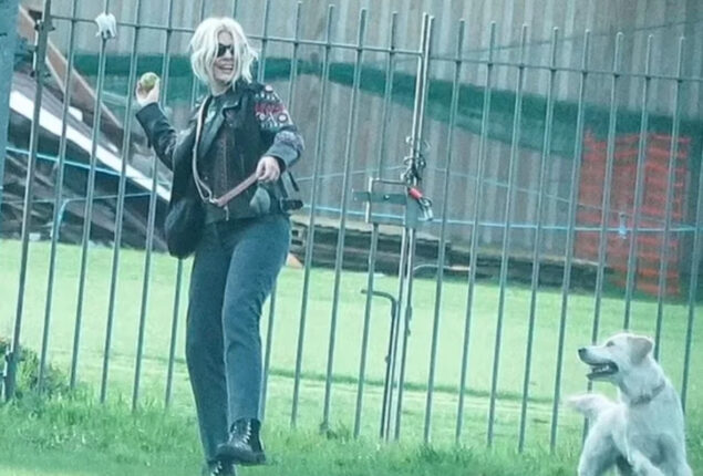 Holly Willoughby spotted enjoying with her retriever Bailey in park