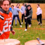 WAtch viral: Two teams of eight guys nail their wooden stumps