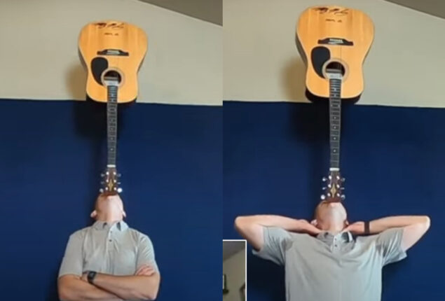 Idaho man balances guitar on chin for one and a half hour