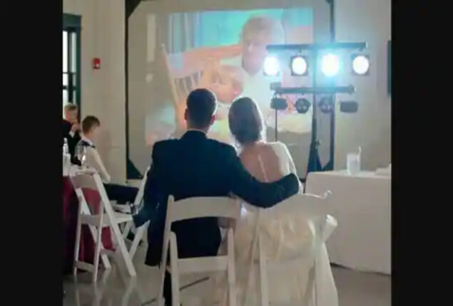Bride dedicates a film to the groom’s mother. See his reaction