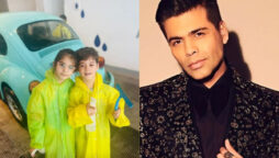 Karan Johar’s kids Roohi and Yash are wash car in their adorable raincoats