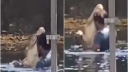 man dancing in a pond