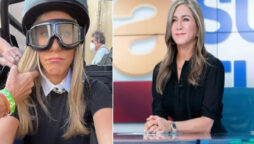 Jennifer Aniston wears motorcycle helmet in the most recent BTS pics