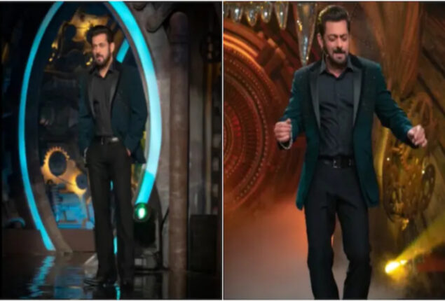 Salman Khan attends Bigg Boss 16 launch in a teal-green tuxedo