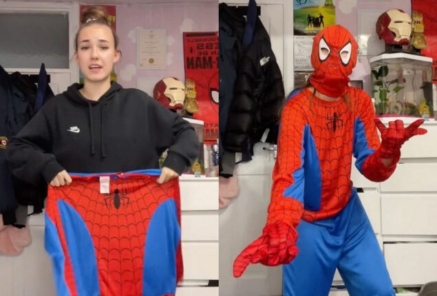 Woman orders Spiderman Halloween costume but looks like ‘tot in adult clothing’