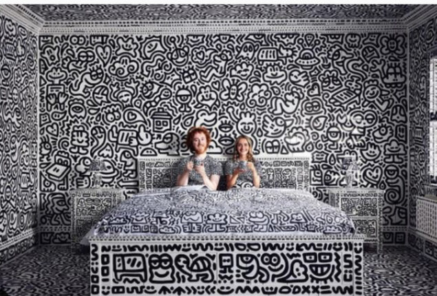British Artist painted his own doodles all over his home