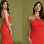 Janhvi Kapoor looks stunning in Nookie red gown