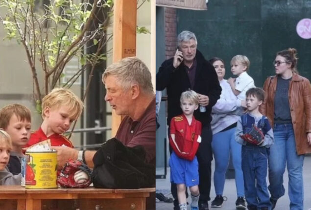 Alec Baldwin spotted enjoying meal with his three sons