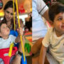 Jehangir Ali Khan tries out a baby swing at Inaaya’s birthday