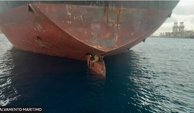 Stowaways discovered by Spanish coast guard on ship rudder