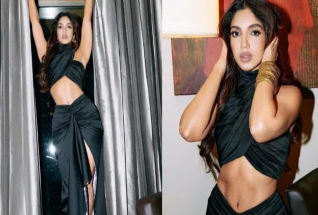 Bhumi Pednekar flaunts toned abs in black crop top and tied skirt