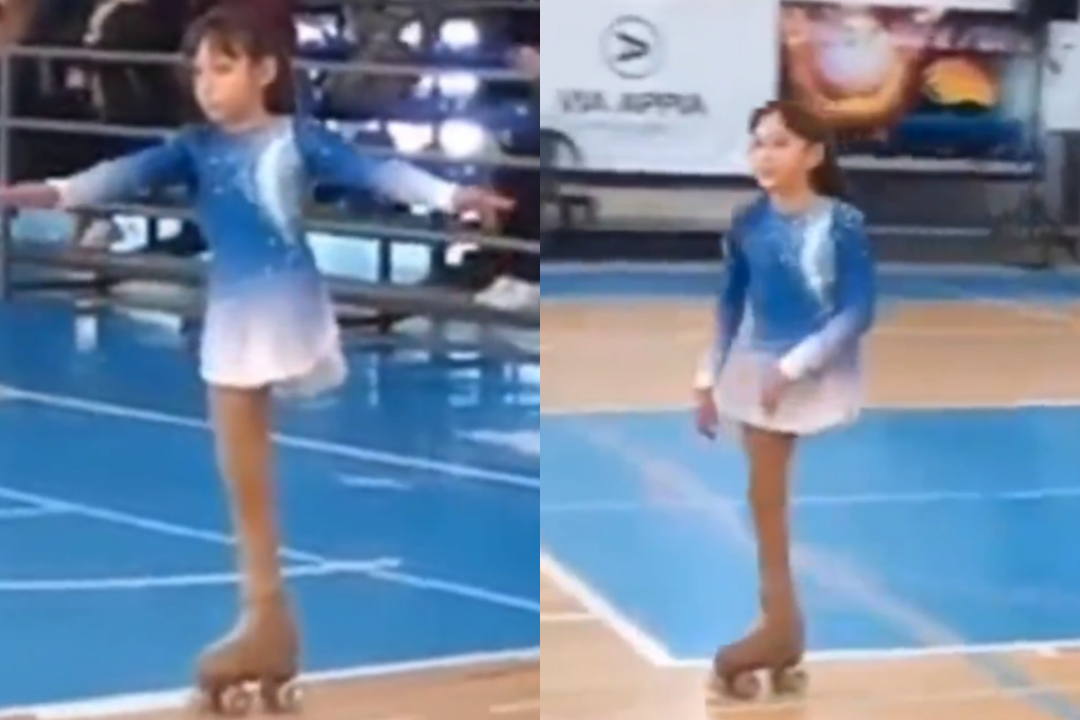 One-legged girl skates