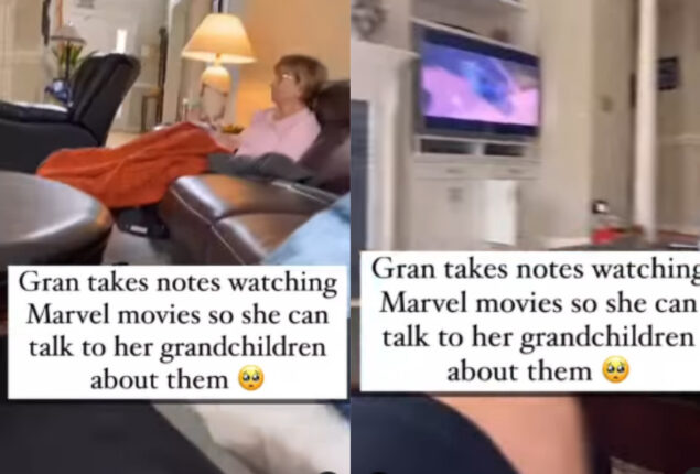 Old granny watches Marvel movies in viral video