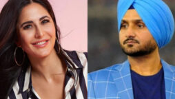 Katrina Kaif and Harbajan Singh play cricket
