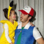 Kevin dresses as a Pokémon trainer while his daughter wears a Pikachu costume