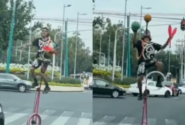 Watch: Man Rides One-Wheel Cycle at Red Light