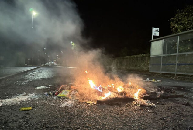 Firefighters and police uses fireworks and petrol bombs in Scotland