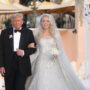 Detail on Tiffany Trump’s wedding attire from the wedding of Michael Boulos