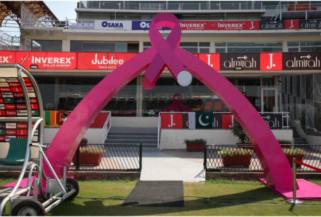During the third T20I between Pakistan and Ireland, Gaddafi Stadium will turn pink