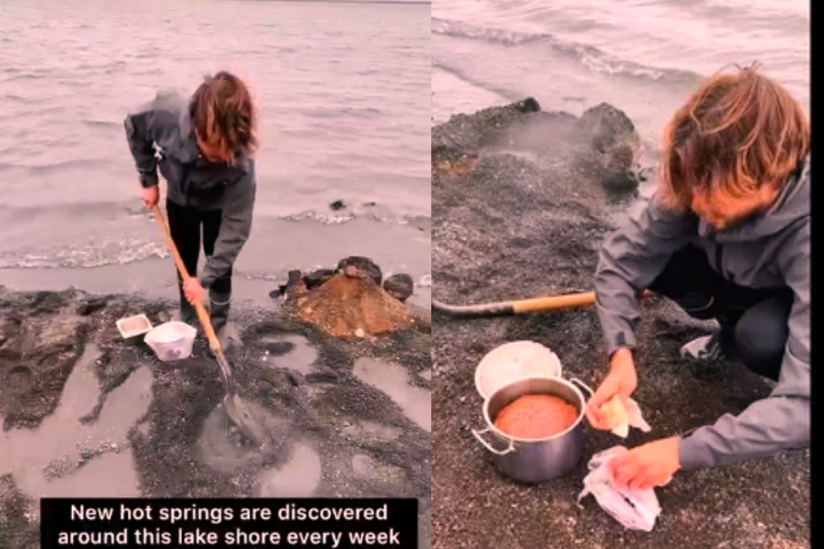 man bakes bread underneath