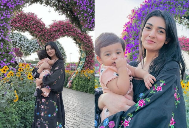 Beautiful clicks of Sarah Khan with her cute daughter Alyana Falak