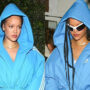 Rihanna grabs public’s attention as she steps out in bold blue coat