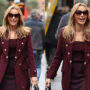 Amanda Holden looks stylish in short burgundy outfit as she exits Heart FM